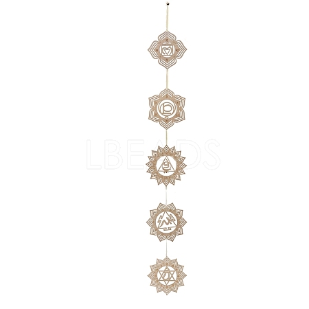 DIY Unfinished Bohemian Meditation Energy Symbol Wood Pendant Decoration Kits DIY-B060-03-1