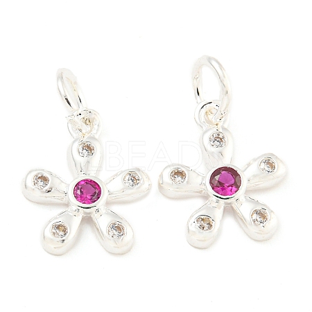 Rack Plating Brass Micro Pave Clear Cubic Zirconia Charms KK-F089-07S-1