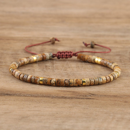 Natural Picture Jasper Beaded Braided Bracelets QH4784-4-1