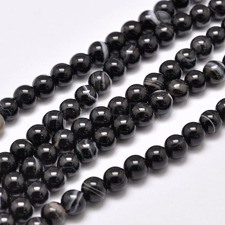 Natural Black Agate Bead Strands G-G962-16mm-12-A-1