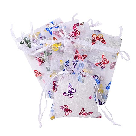 Rectangle Printed Organza Drawstring Bags LS-CON-PW0001-057A-1
