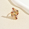 Brass Micro Pave Colorful Cubic Zirconia Cuff Open Rings for Women FC8593-1