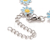 Enamel Daisy Link Chains Bracelet BJEW-P271-01P-03-4