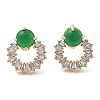 Brass Micro Pave Clear Cubic Zirconia Stud Earrings EJEW-G415-02D-G-1