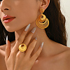 Alloy Hollow Round Stud Earrings & Cuff Rings Sets for Women FF3936-5