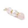 3Pcs 3 Styles Natural Rose Quartz and Shell Pearl & Glass Pendants PALLOY-JF04786-01-4