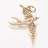 Brass Micro Pave Cubic Zirconia Bird Pendants ZIRC-A009-36G-2