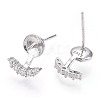 925 Sterling Silver Stud Earring Findings Micro Pave Cubic Zirconia STER-T007-17P-1