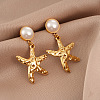 304 Stainless Steel & Plastic Pearl Stud Dangle Earrings WG9A652-01-4