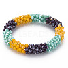 Crochet Glass Beads Braided Stretch Bracelet BJEW-T016-08J-1