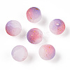 Frosted Baking Paint Crackle Glass Beads with Glitter Powder X1-DGLA-T004-8mm-01D-1