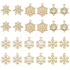 36Pcs 6 Styles Alloy Micro Pave Clear Cubic Zirconia Snowflake Pendants FIND-TA0009-86-2