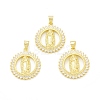 Rack Plating Brass Micro Pave Clear Cubic Zirconia Pendants KK-C011-38G-3