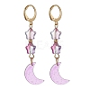 Moon & Star Glass Dangle Leverback Earrings with 304 Stainless Steel Pins EJEW-JE05605-03-1