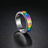 Rainbow Color Pride Flag Enamel Rectangle Rotating Ring RABO-PW0001-038E-2