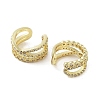 Rack Plating Brass Micro Pave Cubic Zirconia Cuff Ring EJEW-C081-09G-2