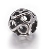 Hollow Retro 316 Surgical Stainless Steel European Style Beads OPDL-L013-29AS-2