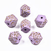 Painted Natural Wood Beads WOOD-T021-51C-07-1