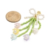 Bowknot & Flower Glass Seed Pendant Decoration HJEW-TA00311-02-3