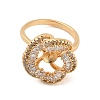 Flower Brass Micro Pave Cubic Zirconia Cup Peg Ring Settings for Half-drilled Beads KK-NH0009-05G-2