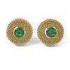 304 Stainless Steel Pave Cubic Zirconia Twisted Chain Disc Stud Earrings for Women EJEW-G390-06G-02-2