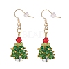 Glass Braided Beaded Christmas Tree Dangle Earrings EJEW-JE05151-02-1