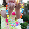80Pcs 10 Colors Opaque Striped Acrylic Beads SACR-BT0001-02-9