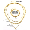 3-Layer 304 Stainless Steel Oval Link Chain Necklaces & Bracelets Sets FS-WGE493C-01-3