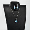 Teardrop AB Color Plated Electroplate Glass Pendant Necklaces & Dangle Earrings Jewelry Sets SJEW-JS00880-6
