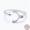 Adjustable Rhodium Plated 925 Sterling Silver Cuff Finger Ring Components STER-I016-045P-1