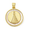 Rack Plating Brass Pave Shell Flat Round Pendants KK-Z063-11G-02-1