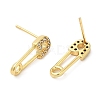 Rack Plating Brass Safety Pin Stud Earrings with Cubic Zirconia EJEW-D061-15G-2