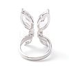 Butterfly Clear Cubic Zirconia Cuff Ring RJEW-D117-01P-3