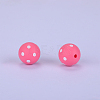 Printed Round with Polka Dot Pattern Silicone Focal Beads SI-JX0056A-135-1
