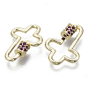 Brass Micro Pave Cubic Zirconia Screw Carabiner Lock Charms LS-KK-R136-070D-NF-3