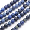 Frosted Round Natural Grade AA Sodalite Beads Strands G-N0166-68-4mm-1