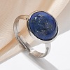 Half Round Natural Lapis Lazuli Finger Rings X-RJEW-M062-01P-04-1