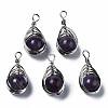 Natural Amethyst Pendants G-Q998-028-1