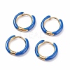 Ion Plating(IP) Two Tone 304 Stainless Steel Chunky Huggie Hoop Earrings with Enamel for Women EJEW-C043-11-G-2