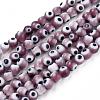 Handmade Evil Eye Lampwork Round Bead Strands LAMP-L055-4mm-04-1