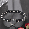 2Pcs Adjustable Gothic PU Leather Alloy Heart Spike Rivet Heart Choker Necklaces for Women NJEW-CL0001-17A-4