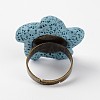 Synthetic Lava Rock Adjustable Rings RJEW-I017-05-3