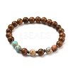 Round Natural Wood Beads Stretch Bracelets BJEW-JB05554-05-1
