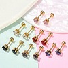 Flat Round Glass Ear Fake Plugs EJEW-H105-22G-C-2