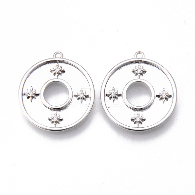 Brass Micro Pave Clear Cubic Zirconia Pendants KK-N232-175P-NF-1