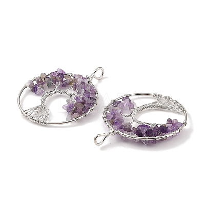 Natural Amethyst Big Pendants G-G910-K13-P-1