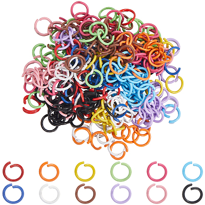 360Pcs 12 Colors Baking Paint Iron Open Jump Rings IFIN-SC0001-89-1