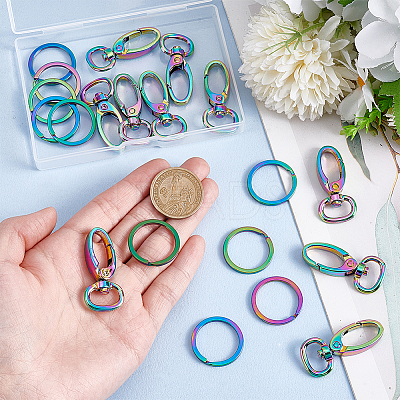20Pcs 2 Style Oval Alloy Swivel Clasps Lanyard Snap Hook FIND-PH0026-93-1