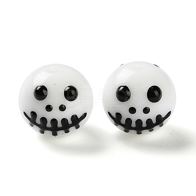Halloween Themed Baking Paint Glass Beads Strands LAMP-L078-001A-1