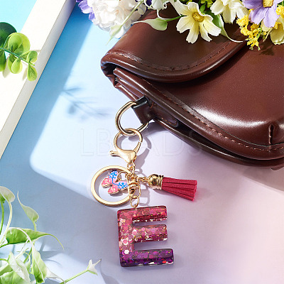 Alloy Resin Butterfly Keychains KEYC-TADJ0002-02G-E-1